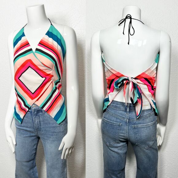 NEW Express Colorful Tie Back Halter Handkerchief Top Y2K Women's Size Small - Picture 4 of 11